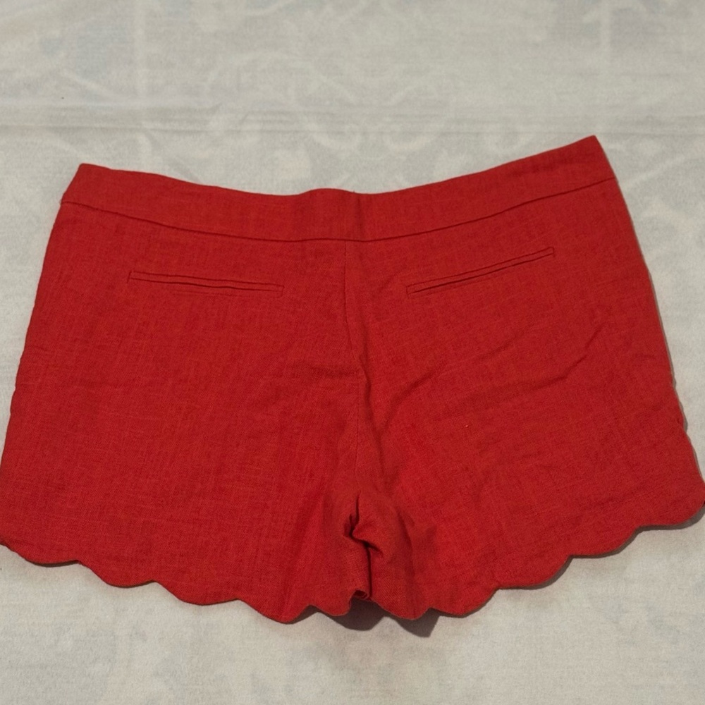 Cynthia Rowley Red High Waist Scalloped Shorts